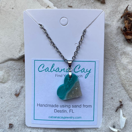 Beach Sand Heart Chain Necklace (choose your beach)