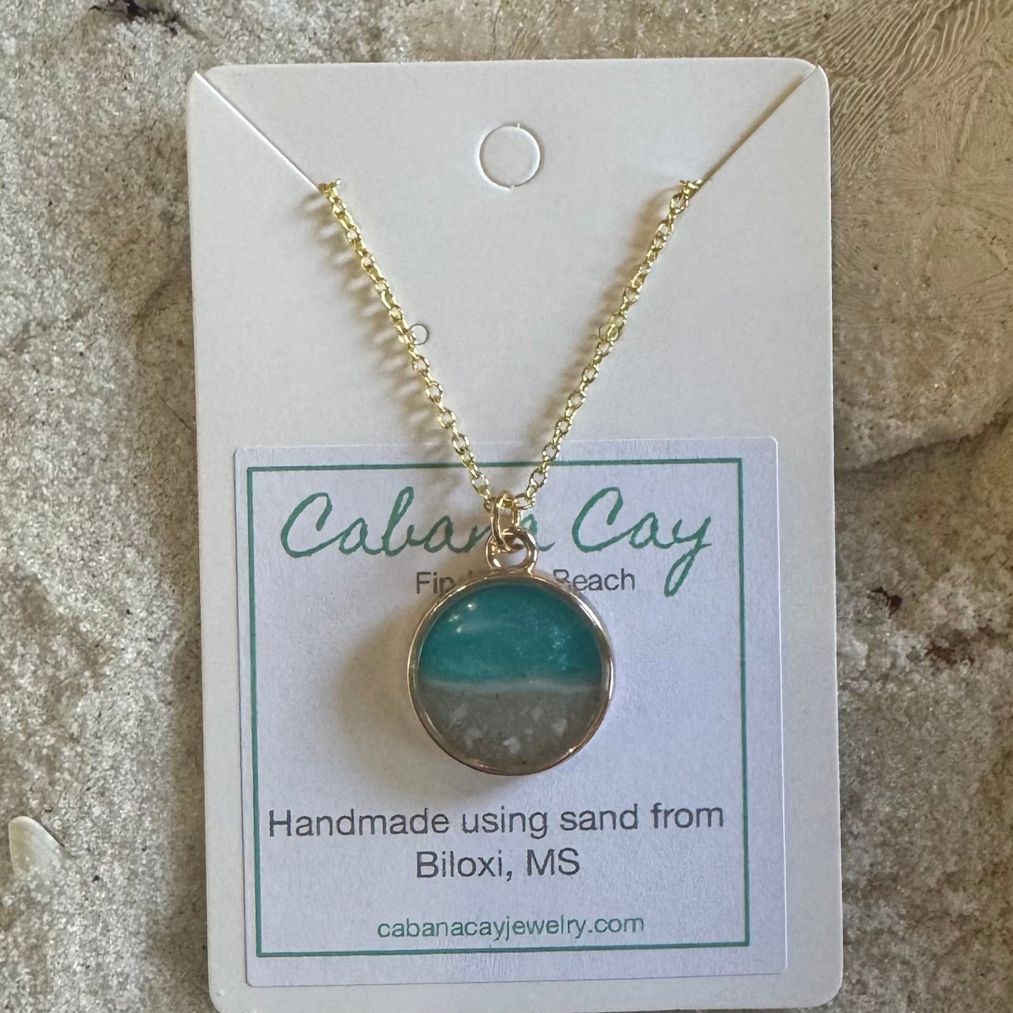 Beach Sand Gold Circle Necklace (choose your beach)