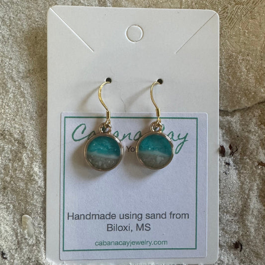 Beach Sand Petite Gold Circle Earrings (choose your beach)