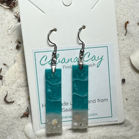 Beach Sand Rectangle Earrings (choose your beach)