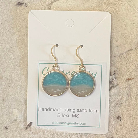 Beach Sand Gold Circle Earrings (choose your beach)
