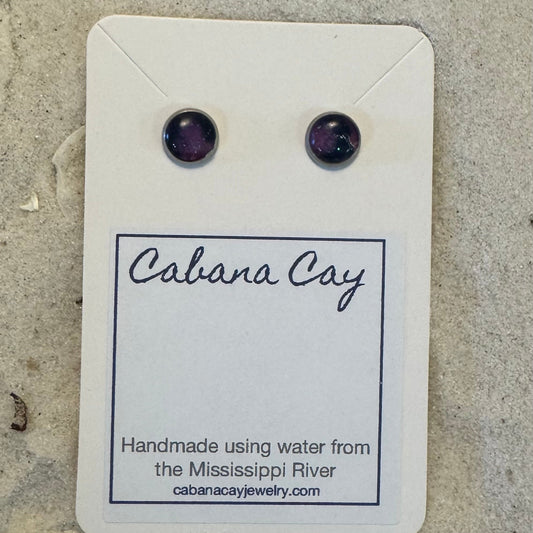 Galaxy Swirl Stud Earrings Infused w/Mississippi River Water