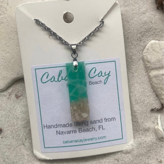 Beach Sand Rectangle Chain Necklace (choose your beach)